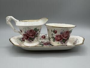 James Kent Chintz Creamer Sugar Tray Set Langton #4040 Made in England Vintage